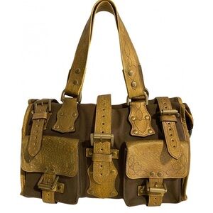 Mulberry roxanne vintage metallic brown. Canvas handbag